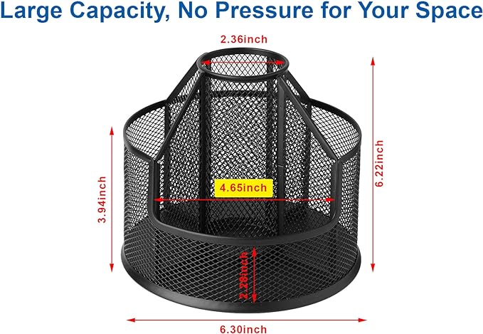 Pencil Holder, Rotating Desk Organizer, Metal Pen Organizer Mesh Pen Holder Office Desk Accessories Cute Office, School, Home,Art Suppliers (Black)-DeskLoop Office