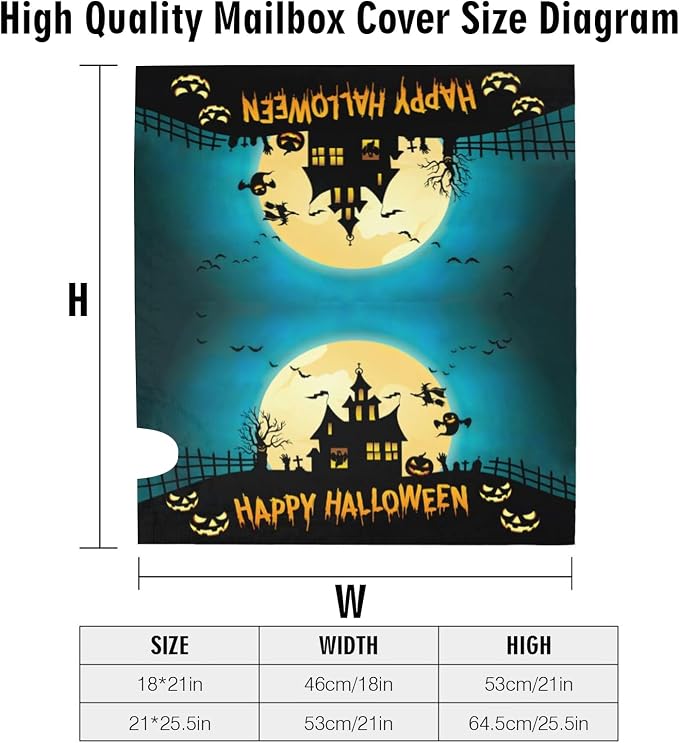 Halloween Haunted House Mailbox Cover, Happy Halloween 25.5x21 Magnetic Mailbox - Image 6