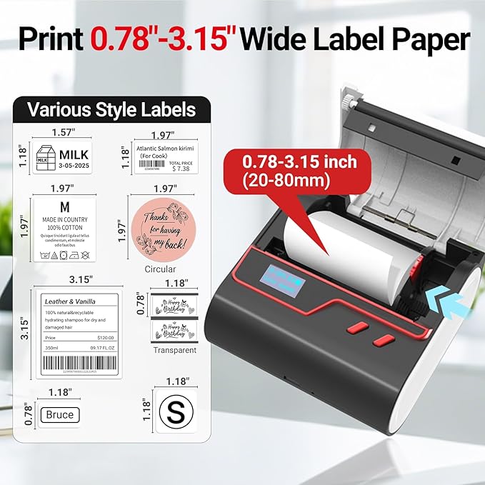 ORGBRO Z3 Label Maker Machine with Tape, 3 Inch Bluetooth Thermal Label Printer, Portable Sticker Printer for Small Business, Office, Home Organization, Barcode, Address, Compatible with Phones & PC-DeskLoop Office