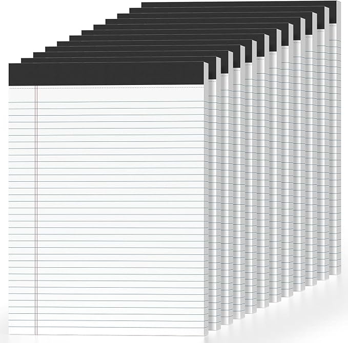 12 Pcs Legal Pads 8.5" x 11" College Ruled Note Pads 8.5 x 11.75 Inch Micro-Perforated Notepad 360 Sheets in Total Lined Writing Paper Notebook for Office, School Supplies & To-Do Lists 30 Sheets/Pad-DeskLoop Office