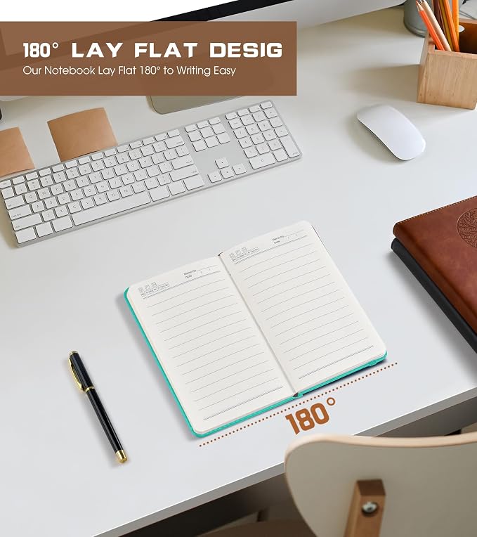 Biuwory A6 Leather Pocket Notebook, 140 Lined Pages Hardcover Small Journal | - Image 6
