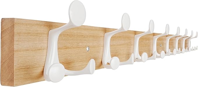 SKOLOO 43-Inch Natural Wood Coat Rack Wall Mount with 8 Triple Hooks - Ideal for Family Entrances, Classrooms, and Pet Supplies Storage - Perfect Coat Hooks for Wall-DeskLoop Office