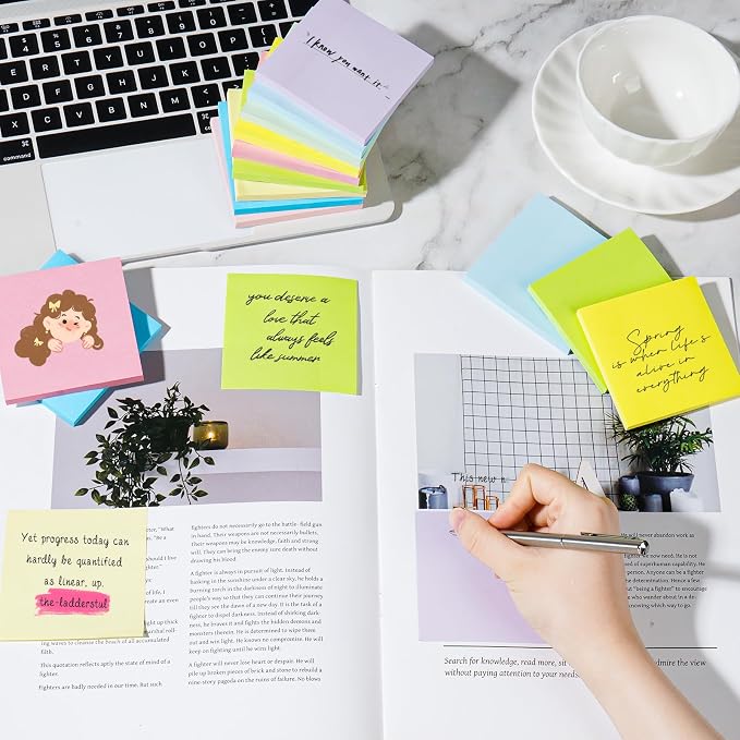 18-Pack Sticky Notes 3x3 Inch, 1008 Sheets Super Sticky Pastel Memo Pads - Image 5