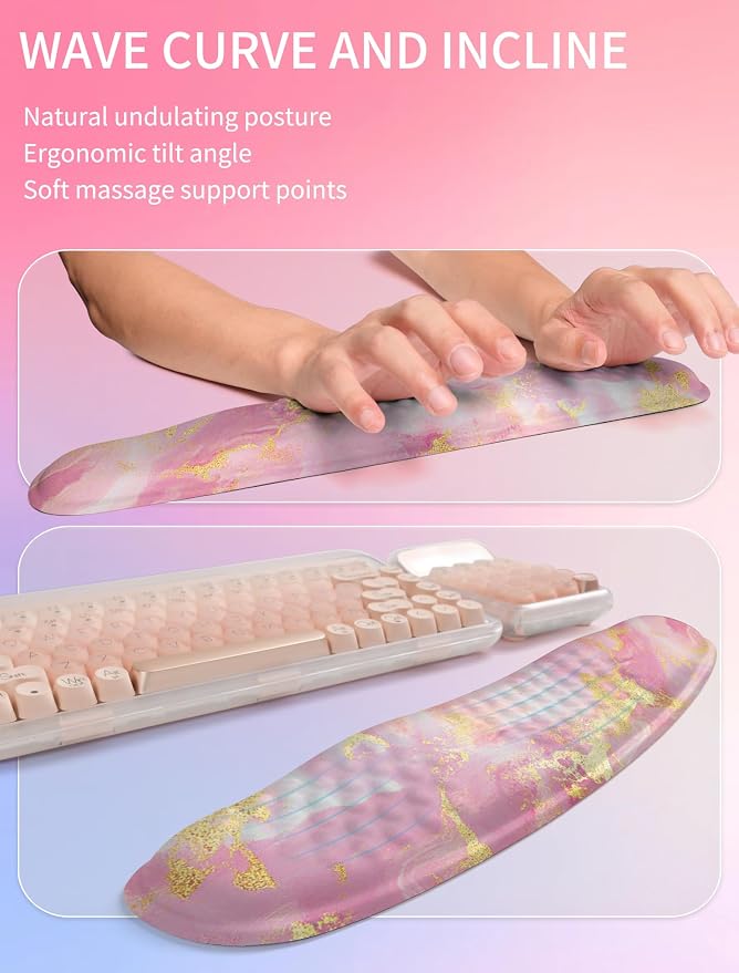 Hokafenle 2in1 Combination, Wave Keyboard Wrist Rest and Ergonomic Curvature - Image 2