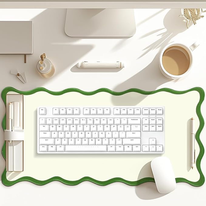 Hahafelt Scalloped Desk Mat Large Desk Pad Cute Coquette Table Mat Back to - Image 6