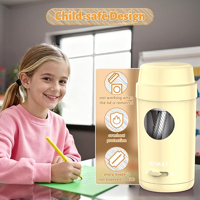 AFMAT Electric Pencil Sharpener, Auto in & Out, Fully Automatic Pencil Sharpener - Image 7