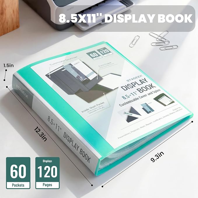 STAGEEK 60-Pocket Portfolio Binder Display 120 Pages, 8.5x11 Binder - Image 2