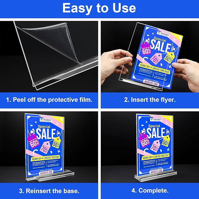 Acrylic Sign Holder 4x6 Inches 24 Pack, Double Sided Clear Display Stand Table - Image 7