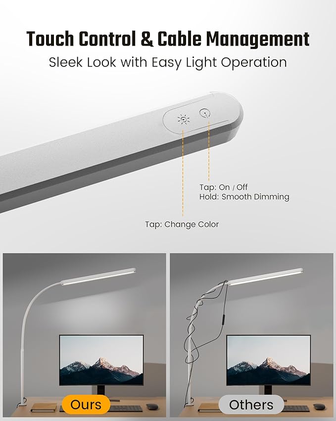 SUPERDANNY Eye-Caring LED Desk Lamp 360° Flexible Gooseneck Work Lamp - Image 3