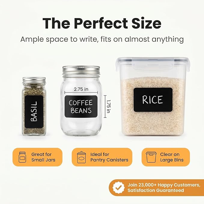 200 Chalkboard Labels for Food Containers, Reusable Black Stickers - Image 2
