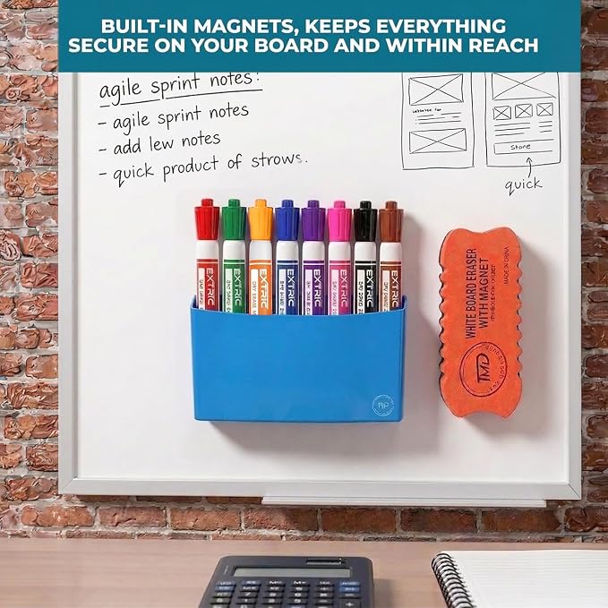 EXTRIC Dry Erase Markers Chisel Tip 8 Whiteboard Marker, Eraser | Includes: 8 - Image 4