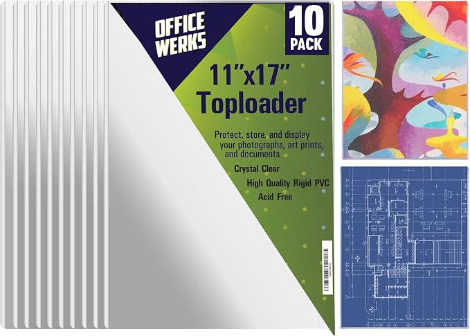 Performore 11" x 17" Heavy Duty Rigid Print Crystal-Clear Protectors Sheet by RingBinder