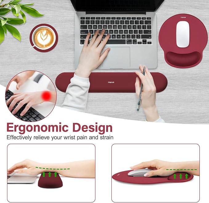 MOSISO Wrist Rest Support for Mouse Pad&Keyboard Set, Circle Curved Ergonomic - Image 3