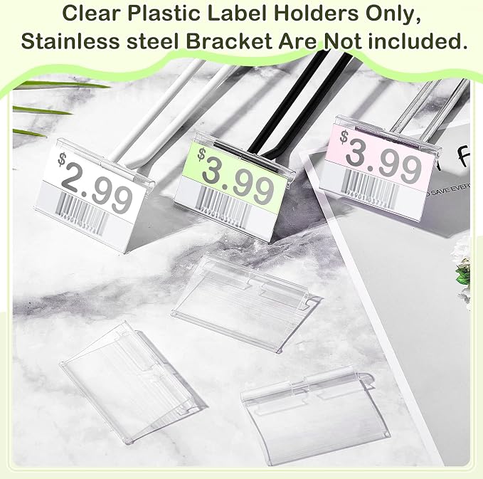 Tatuo 400 Pcs Reusable Plastic Wire Shelf Label Holders, Price Card Sign - Image 7