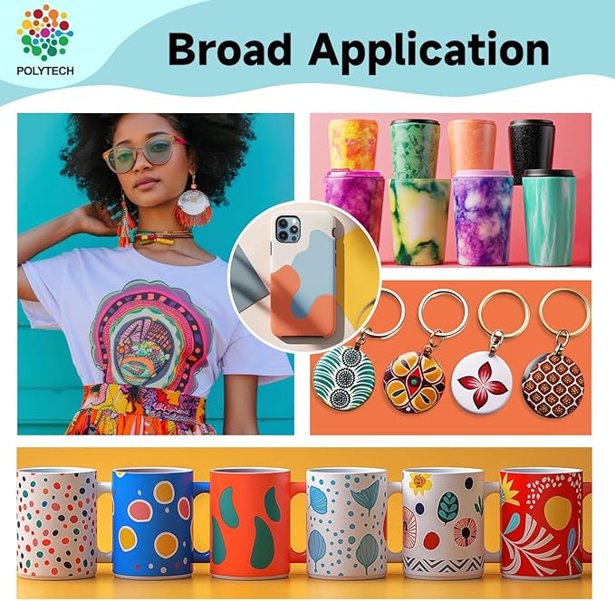 Polytech Sublimation Paper, 8.5x11, 100 Sheets, Heat Transfer Paper for All Sublimiation Blanks, For All Sublimation Printer and Ink, For Tumblers, Magnet Blanks, Ceramic Ornaments, Light T-Shirt,125G-DeskLoop Office