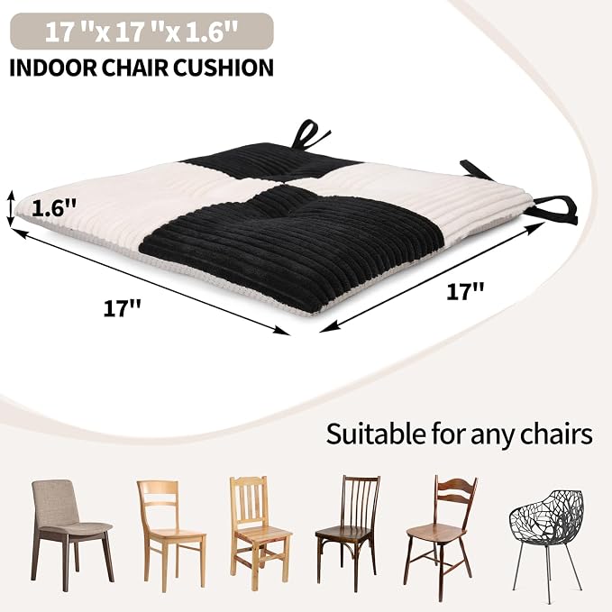 Office Stacking Chair Cushions 4 Pack, Corduroy High Density Foam Kitchen Seat - Image 3