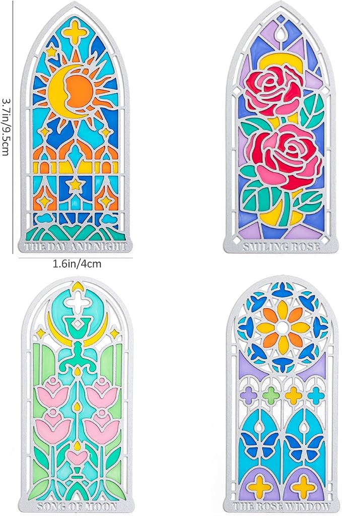 4 Pcs Stained Glass Window Metal Bookmark, Elegant Religious Christian Book - Image 5