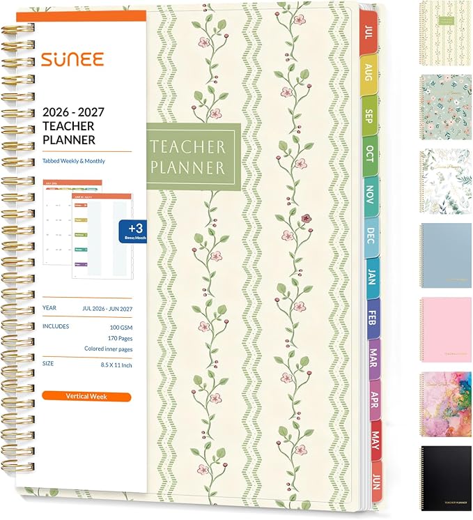 SUNEE Teacher Planner 2026-2027 Academic Year, Lite Lesson Planner Book by SUNEE