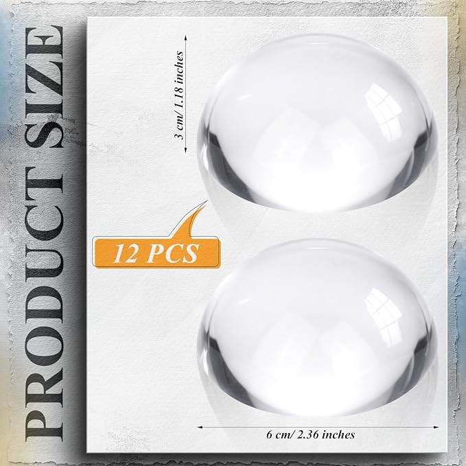 Briwooody 12 Pcs Crystal Dome Magnifier Paperweights Glass Paperweight Reading - Image 2