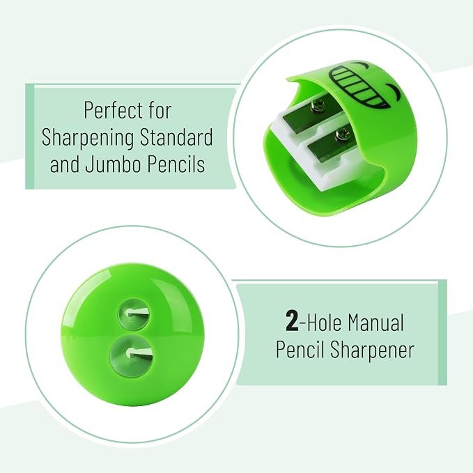 Mr. Pen- Pencil Sharpeners Manual, 48 Pack, Dual Hole, Smiley | Bulk Handheld - Image 3