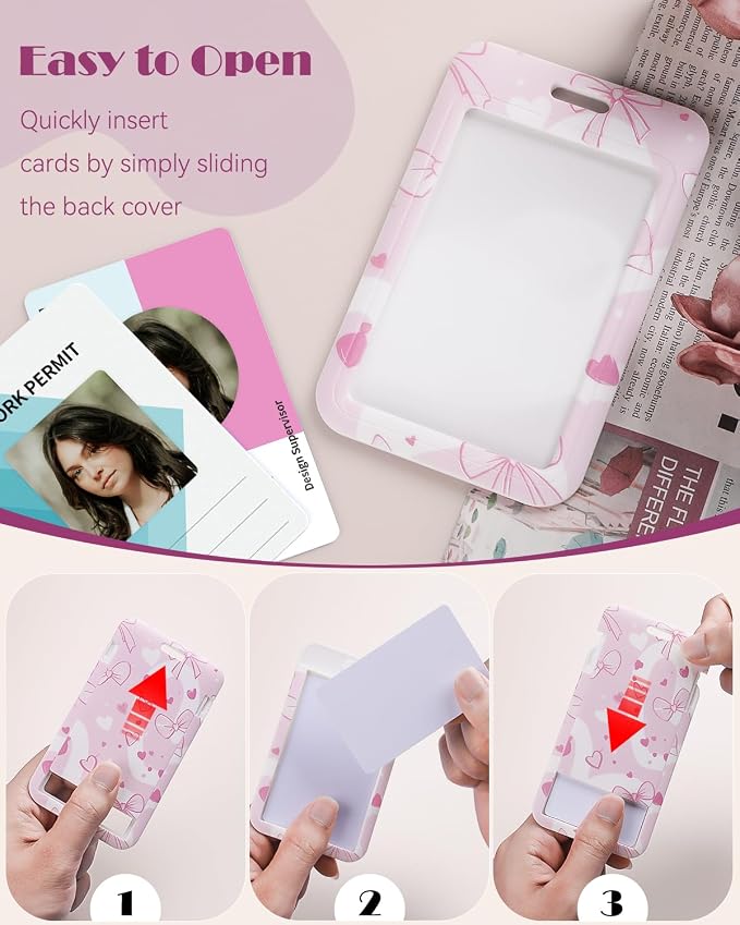 Uniclife Fashionable Sliding Badge Holder Bowknot Pattern Plastic Card Holder - Image 2