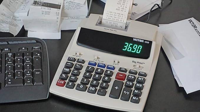 Victor 1310 Big Print Printing Calculator, 12-Digit LED Display, Fast Ink-Free Printing (8.0 LPS), Cost/Sell/Margin Keys, Advanced Business Functions, 2-1/4" Thermal Paper-DeskLoop Office