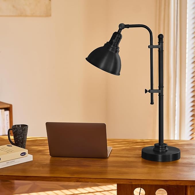 VONLUCE Rustic Desk Lamp Black Adjustable, Industrial Style Metal Task Lamps - Image 9