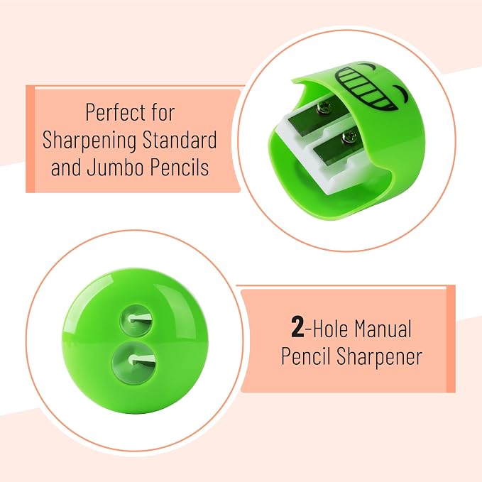 Mr. Pen- Pencil Sharpeners Manual, 24 Pack, Dual Hole, Smiley | Bulk Handheld - Image 3