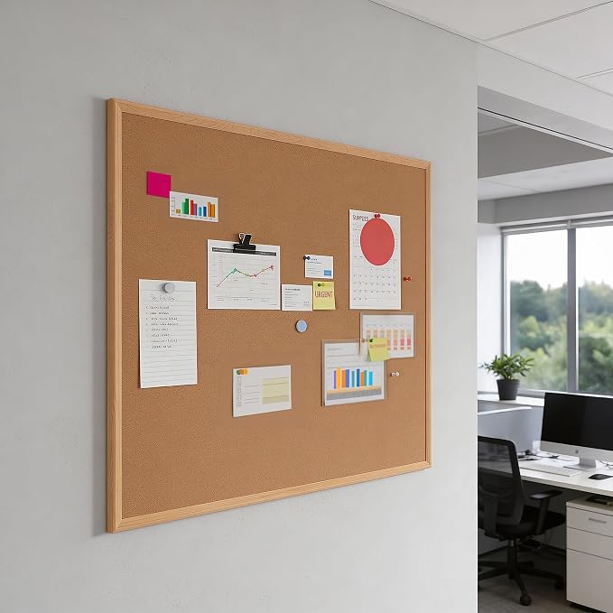 Staples Standard Durable Cork Bulletin Board, Oak Finish Frame, 4-ft x 3-ft - Image 6
