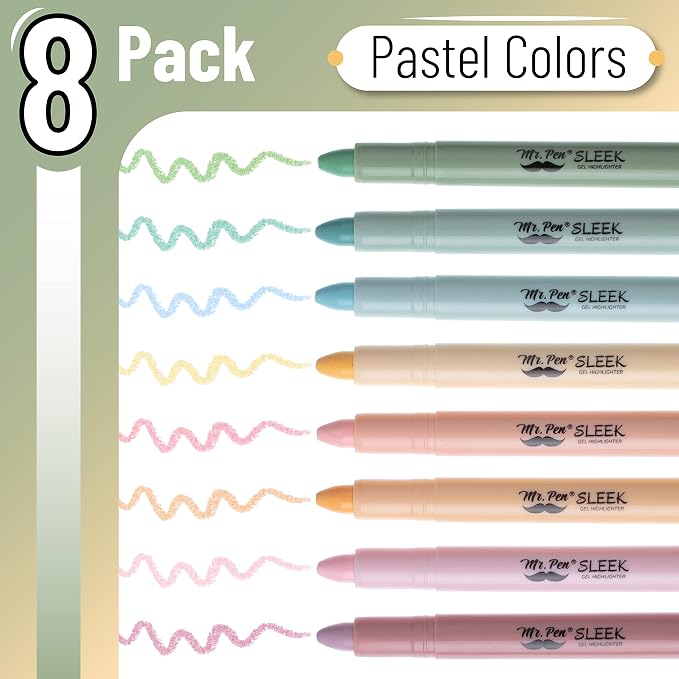 Mr. Pen- No Bleed Gel Highlighters, Pastel Colors, 8 Pack | Bible Highlighters - Image 2