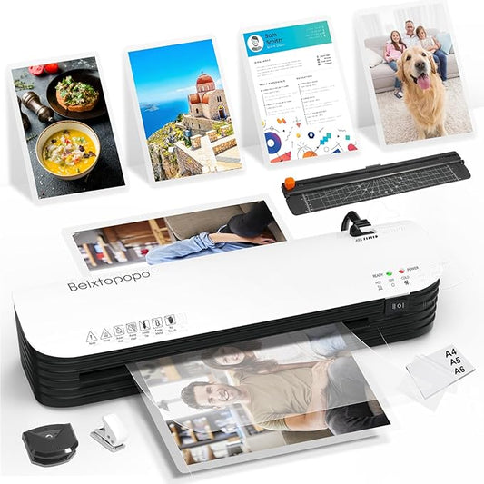 Laminator Machine, 9 Inch Thermal Laminater, Beixtopopo A4/A5/A6 Personal Laminator Machine with Laminating Sheets, 6 in 1 Heating Laminate Machine for Home School Office, Silent-DeskLoop Office