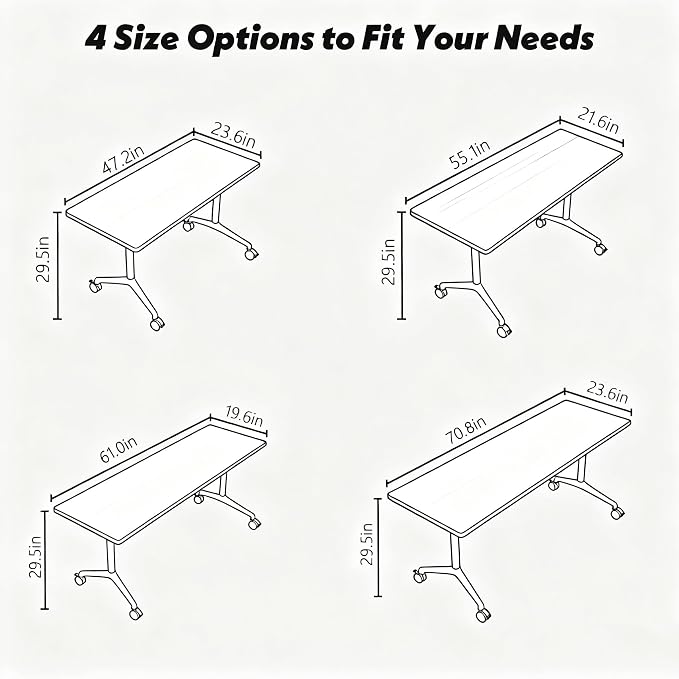 Goakwwuz Conference Room Tables Folding Conference Table Modular White Training - Image 2
