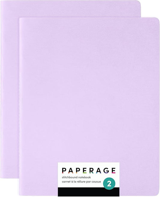 PAPERAGE Soft Cover Blank Journal Notebook, 2 Pack, (Lavender), 100 Pages, Large 7.5 inches x 9.5 inches, Ideal for Sketch Book, Note Taking & Travel Journal-DeskLoop Office