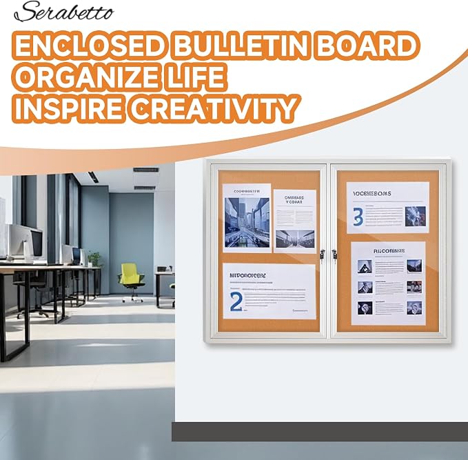 Enclosed Bulletin Board with Locking Door, Outdoor Bulletin Board Weatherproof - Image 7