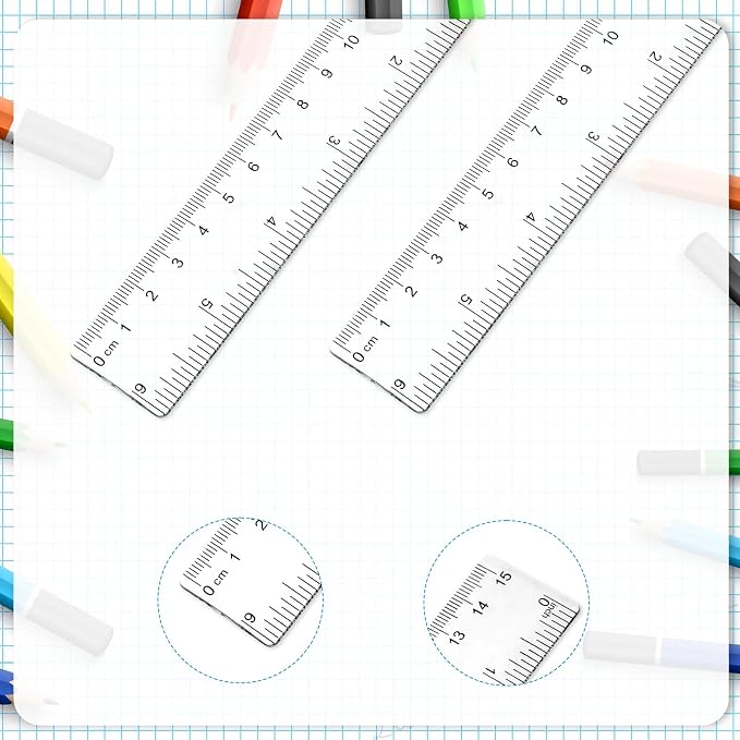 3 Pack 6 Inch Ruler Set Plastic Straight Ruler Transparent Measuring Tool - Image 6