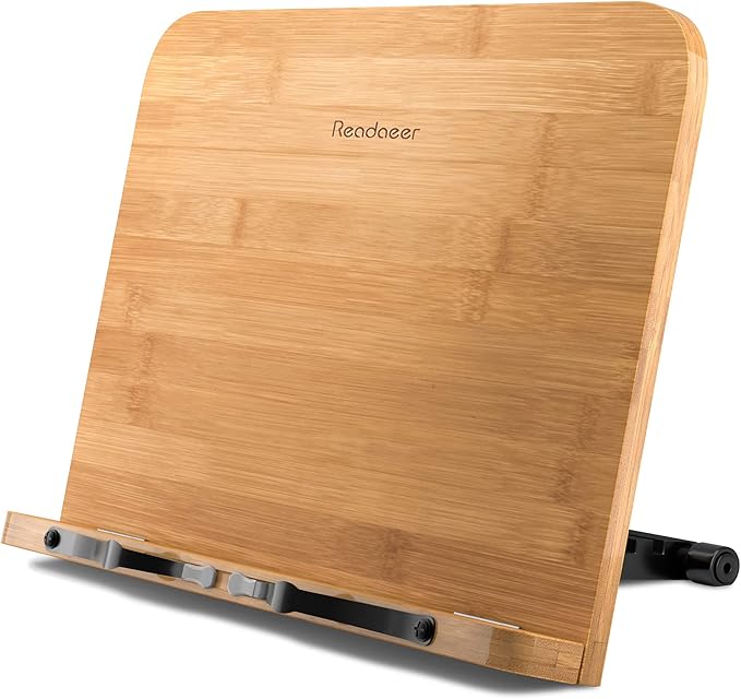Readaeer Bamboo Book Stand, Large Book Holder by READAEER