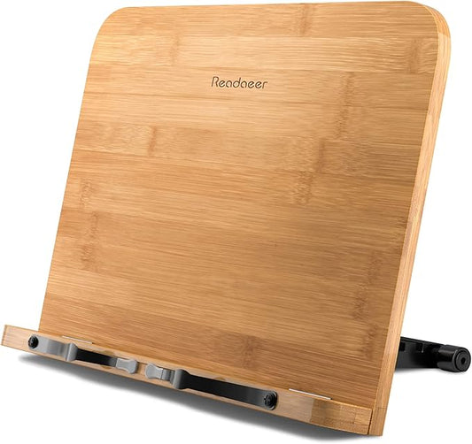 Readaeer Bamboo Book Stand, Large Book Holder by READAEER