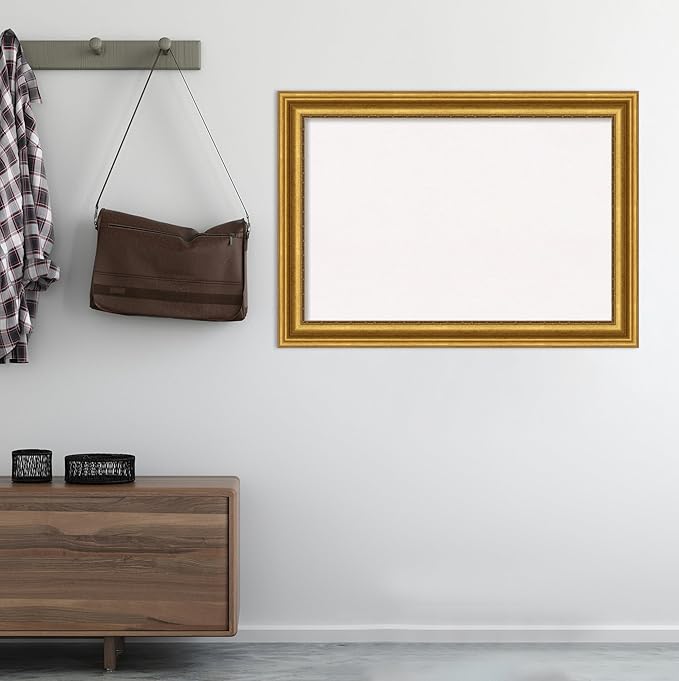 Amanti Art White Cork Board for Wall, 30x42 Vision Board with Gold Frame, Large Corkboard Office Decor for Home Organization, Traditional Corkboard Pinboard to display items for home organization-DeskLoop Office