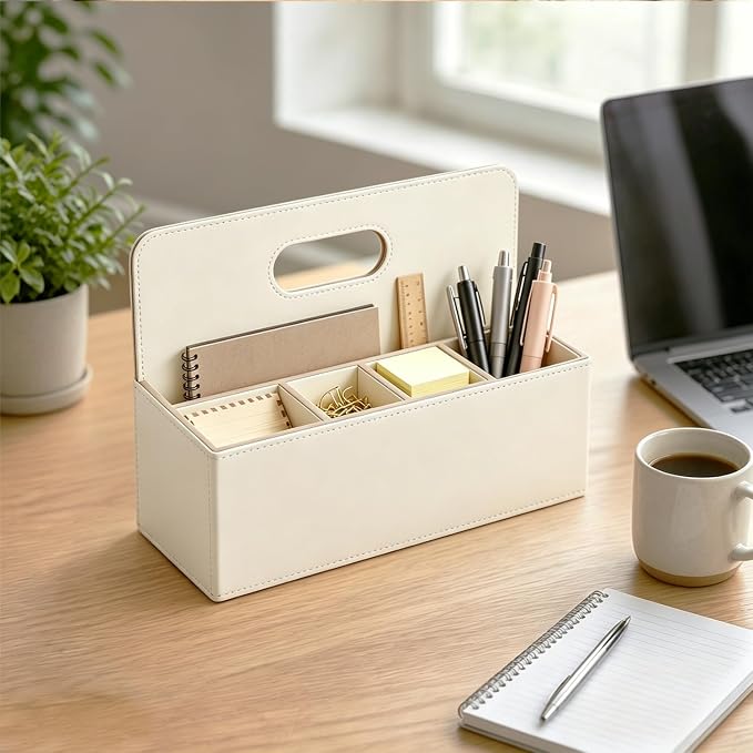 Mail Organizer Countertop, Pencil Holder, Office Supplies File Bill Sorter | PU - Image 7
