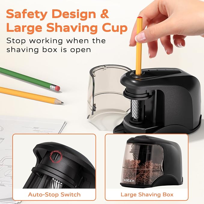 STAGEEK Electric Pencil Sharpener, Plug in or USB/Battery Operated. Fits No.2 - Image 6