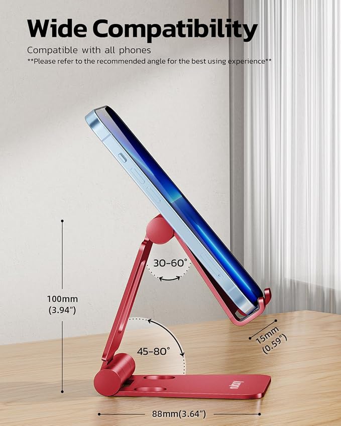 Nulaxy Dual Folding Cell Phone Stand, Fully Adjustable Foldable Desktop Phone - Image 2