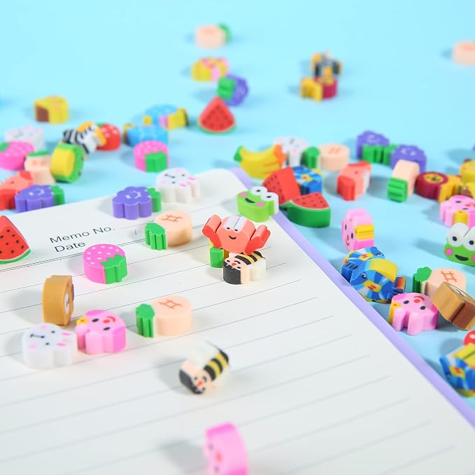 1000 Pieces Mini Erasers for Kids, Bulk Small Animal Fruit Pencil Erasers - Image 6
