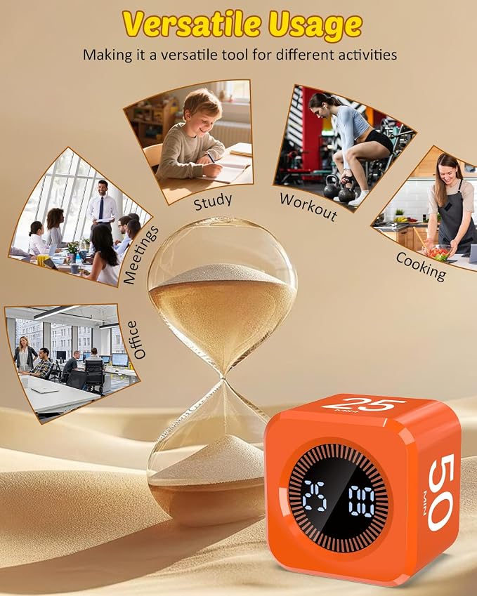 Digital Pomodoro Timer Cube 5/10/25/50min, Visual Productivity Flip Timer - Image 8