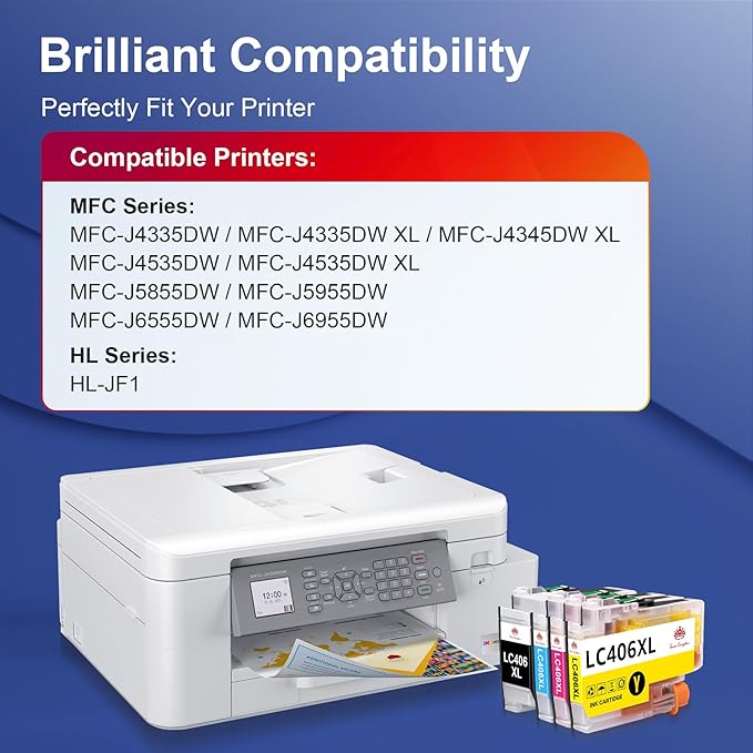 Toner Kingdom Compatible for LC406 LC406XL Ink Cartridges for Brother Printer Work with Brother MFC-J4335DW MFC-J5855DW MFC-J6555DW MFC-J6555DW MFC-J6955DW MFC-J4535DW Printer(High Yield，4-Pack)-DeskLoop Office
