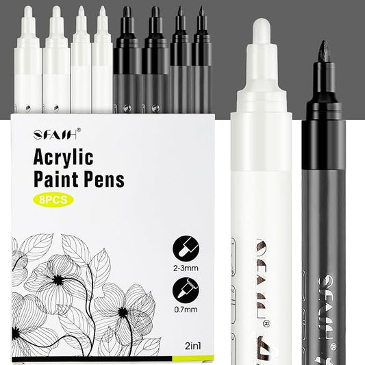 SFAIH Black & White Acrylic Paint Markers by SFAIH