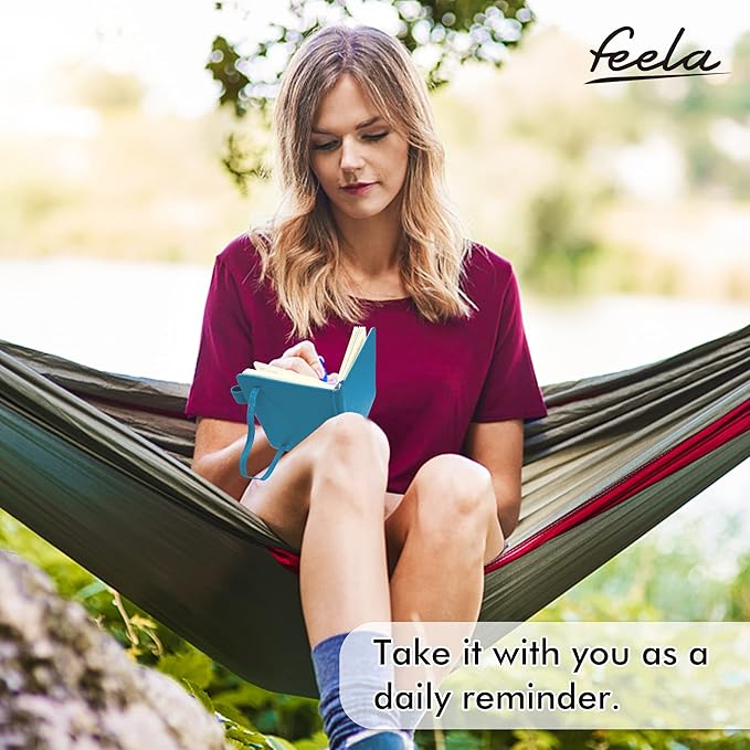 feela 6 Pack Pocket Mini Notebooks Bulk, Small Cute Memo Notepads Hardcover College Ruled Lined Journals with Pen Holder for School Business Work, with 6 Black Pens, 3.5”x 5.5”, A6, Teal-DeskLoop Office