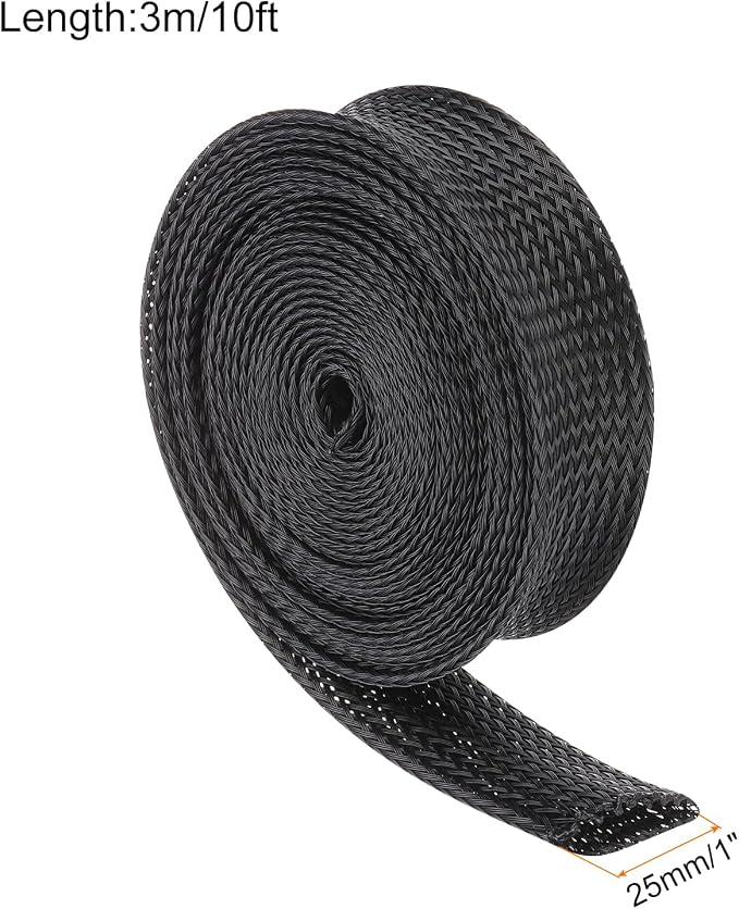 10ft PET Expandable Wire Loom 1 Inch, PET Braided Wire Sleeving Cable - Image 2