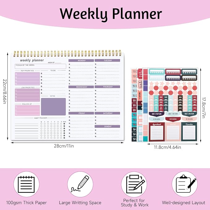 Weekly To Do List Notepad, 8.5''x11'' Weekly Desk Planner - Image 2