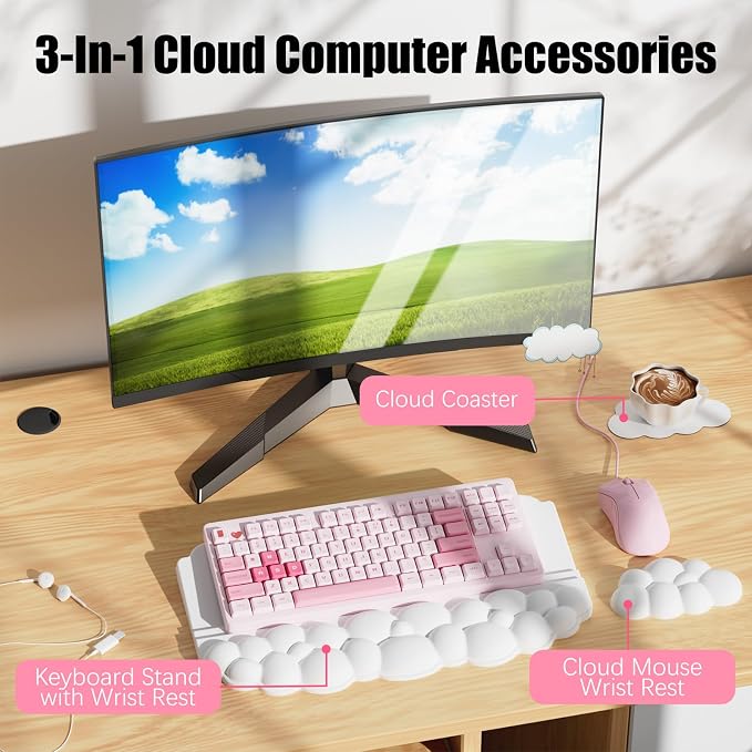 Ergonomic Wrist Rest for Keyboard and Mouse, Soft Memory Foam Cloud Keyboard - Image 4