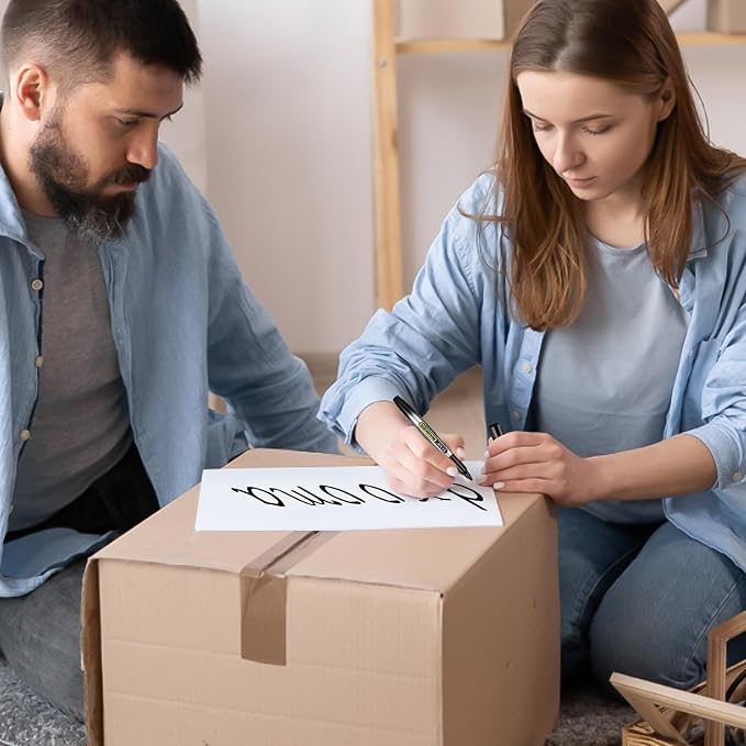 SFAIH Blue Permanent Markers Bulk - 24 Pack, 1s Quick Dry, Fine Point Permanent Markers for Paper Plastic Glass Metal Wood, Waterproof, Kitchen Classroom Office, Doodling, Marking, Non-Fading-DeskLoop Office